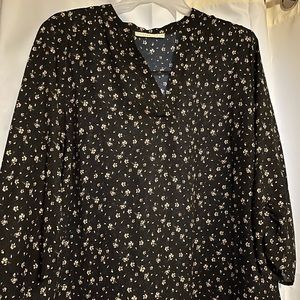 Black blouse with white/red small flowers